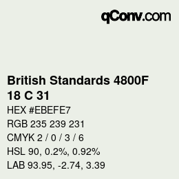 カラーコード: British Standards 4800F - 18 C 31 | qconv.com