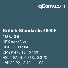 Farbcode: British Standards 4800F - 18 C 39 | qconv.com