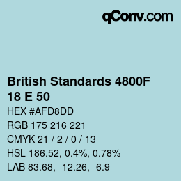 カラーコード: British Standards 4800F - 18 E 50 | qconv.com