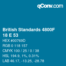 カラーコード: British Standards 4800F - 18 E 53 | qconv.com