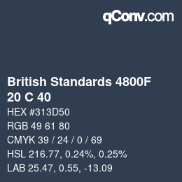 カラーコード: British Standards 4800F - 20 C 40 | qconv.com