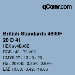 カラーコード: British Standards 4800F - 20 D 41 | qconv.com