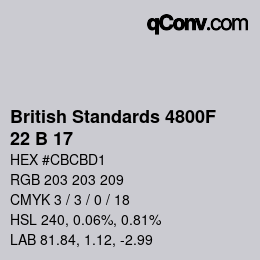 カラーコード: British Standards 4800F - 22 B 17 | qconv.com