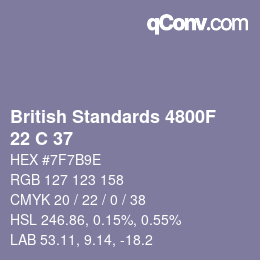 Code couleur: British Standards 4800F - 22 C 37 | qconv.com