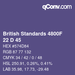 カラーコード: British Standards 4800F - 22 D 45 | qconv.com