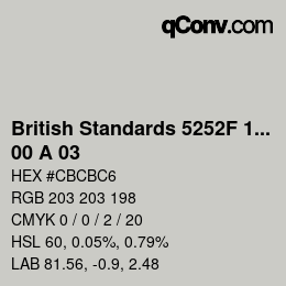 Code couleur: British Standards 5252F 1976 - 00 A 03 | qconv.com