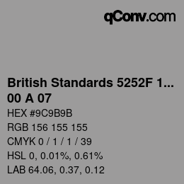 Code couleur: British Standards 5252F 1976 - 00 A 07 | qconv.com