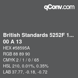 カラーコード: British Standards 5252F 1976 - 00 A 13 | qconv.com