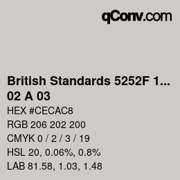 カラーコード: British Standards 5252F 1976 - 02 A 03 | qconv.com