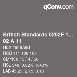 カラーコード: British Standards 5252F 1976 - 02 A 11 | qconv.com