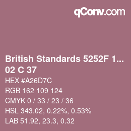 カラーコード: British Standards 5252F 1976 - 02 C 37 | qconv.com