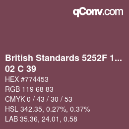 カラーコード: British Standards 5252F 1976 - 02 C 39 | qconv.com