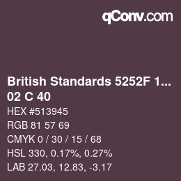 Color code: British Standards 5252F 1976 - 02 C 40 | qconv.com