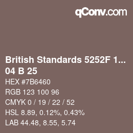 Farbcode: British Standards 5252F 1976 - 04 B 25 | qconv.com