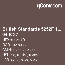 Color code: British Standards 5252F 1976 - 04 B 27 | qconv.com
