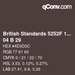 カラーコード: British Standards 5252F 1976 - 04 B 29 | qconv.com