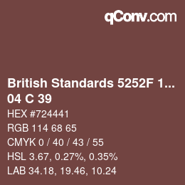 Farbcode: British Standards 5252F 1976 - 04 C 39 | qconv.com