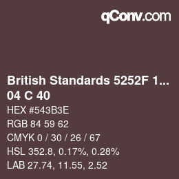 Color code: British Standards 5252F 1976 - 04 C 40 | qconv.com