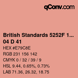 Color code: British Standards 5252F 1976 - 04 D 41 | qconv.com