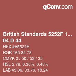 Color code: British Standards 5252F 1976 - 04 D 44 | qconv.com