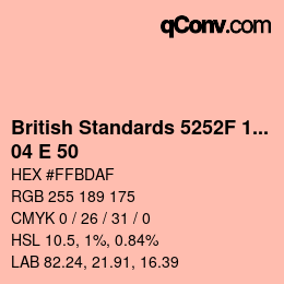 Color code: British Standards 5252F 1976 - 04 E 50 | qconv.com