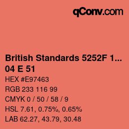Color code: British Standards 5252F 1976 - 04 E 51 | qconv.com