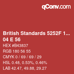 Color code: British Standards 5252F 1976 - 04 E 56 | qconv.com