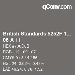 カラーコード: British Standards 5252F 1976 - 06 A 11 | qconv.com