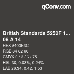 カラーコード: British Standards 5252F 1976 - 08 A 14 | qconv.com