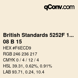 カラーコード: British Standards 5252F 1976 - 08 B 15 | qconv.com