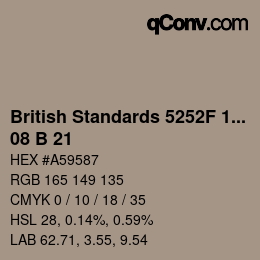 Farbcode: British Standards 5252F 1976 - 08 B 21 | qconv.com