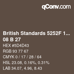 カラーコード: British Standards 5252F 1976 - 08 B 27 | qconv.com