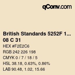 Farbcode: British Standards 5252F 1976 - 08 C 31 | qconv.com