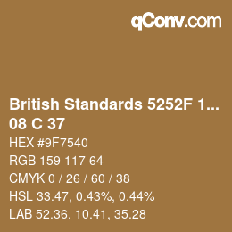 Farbcode: British Standards 5252F 1976 - 08 C 37 | qconv.com