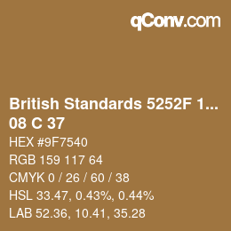 Code couleur: British Standards 5252F 1976 - 08 C 37 | qconv.com