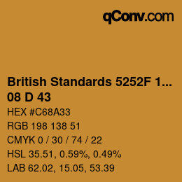 カラーコード: British Standards 5252F 1976 - 08 D 43 | qconv.com