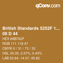 Color code: British Standards 5252F 1976 - 08 D 44 | qconv.com