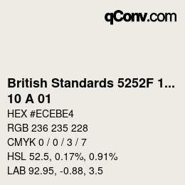 Code couleur: British Standards 5252F 1976 - 10 A 01 | qconv.com