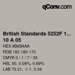 カラーコード: British Standards 5252F 1976 - 10 A 05 | qconv.com