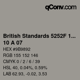 カラーコード: British Standards 5252F 1976 - 10 A 07 | qconv.com