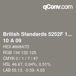 Farbcode: British Standards 5252F 1976 - 10 A 09 | qconv.com