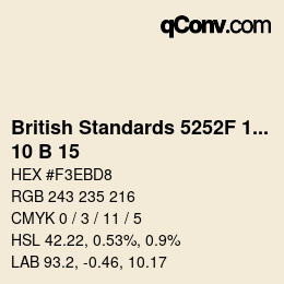 カラーコード: British Standards 5252F 1976 - 10 B 15 | qconv.com