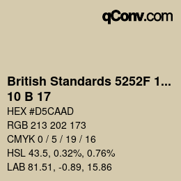 Farbcode: British Standards 5252F 1976 - 10 B 17 | qconv.com