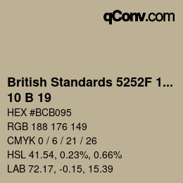 カラーコード: British Standards 5252F 1976 - 10 B 19 | qconv.com