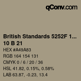 カラーコード: British Standards 5252F 1976 - 10 B 21 | qconv.com