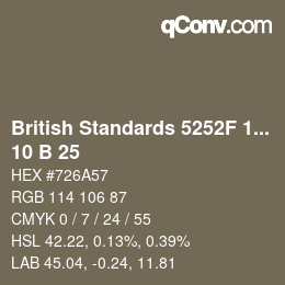 カラーコード: British Standards 5252F 1976 - 10 B 25 | qconv.com