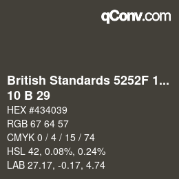 カラーコード: British Standards 5252F 1976 - 10 B 29 | qconv.com