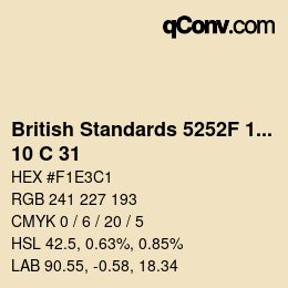 カラーコード: British Standards 5252F 1976 - 10 C 31 | qconv.com