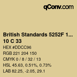 カラーコード: British Standards 5252F 1976 - 10 C 33 | qconv.com