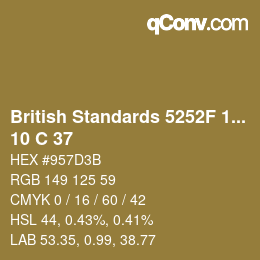 カラーコード: British Standards 5252F 1976 - 10 C 37 | qconv.com